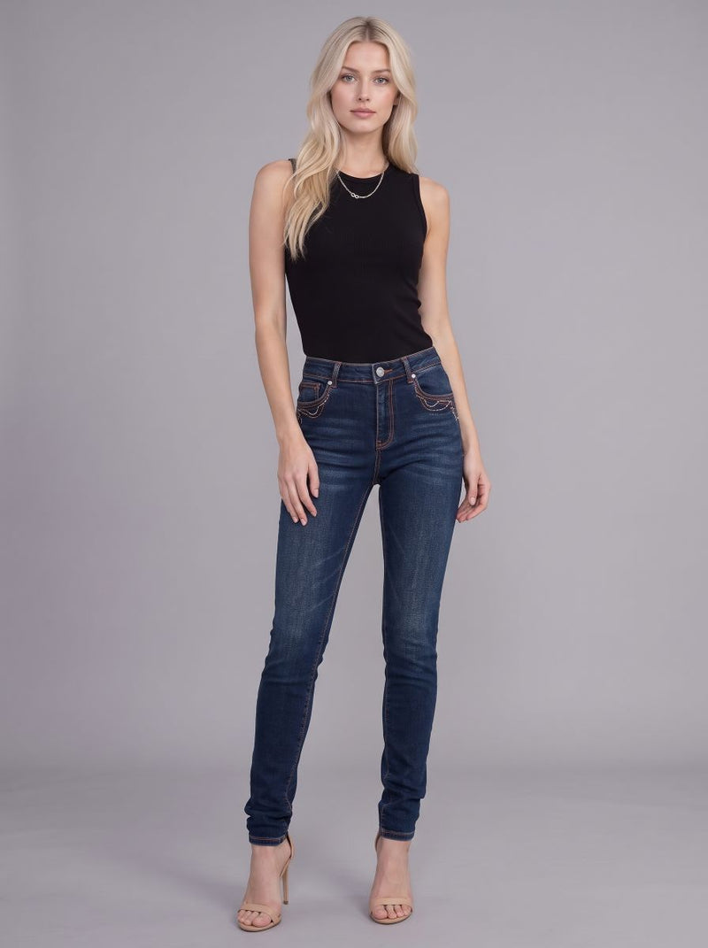 Berlin Rhinestone R Skinny Jean
