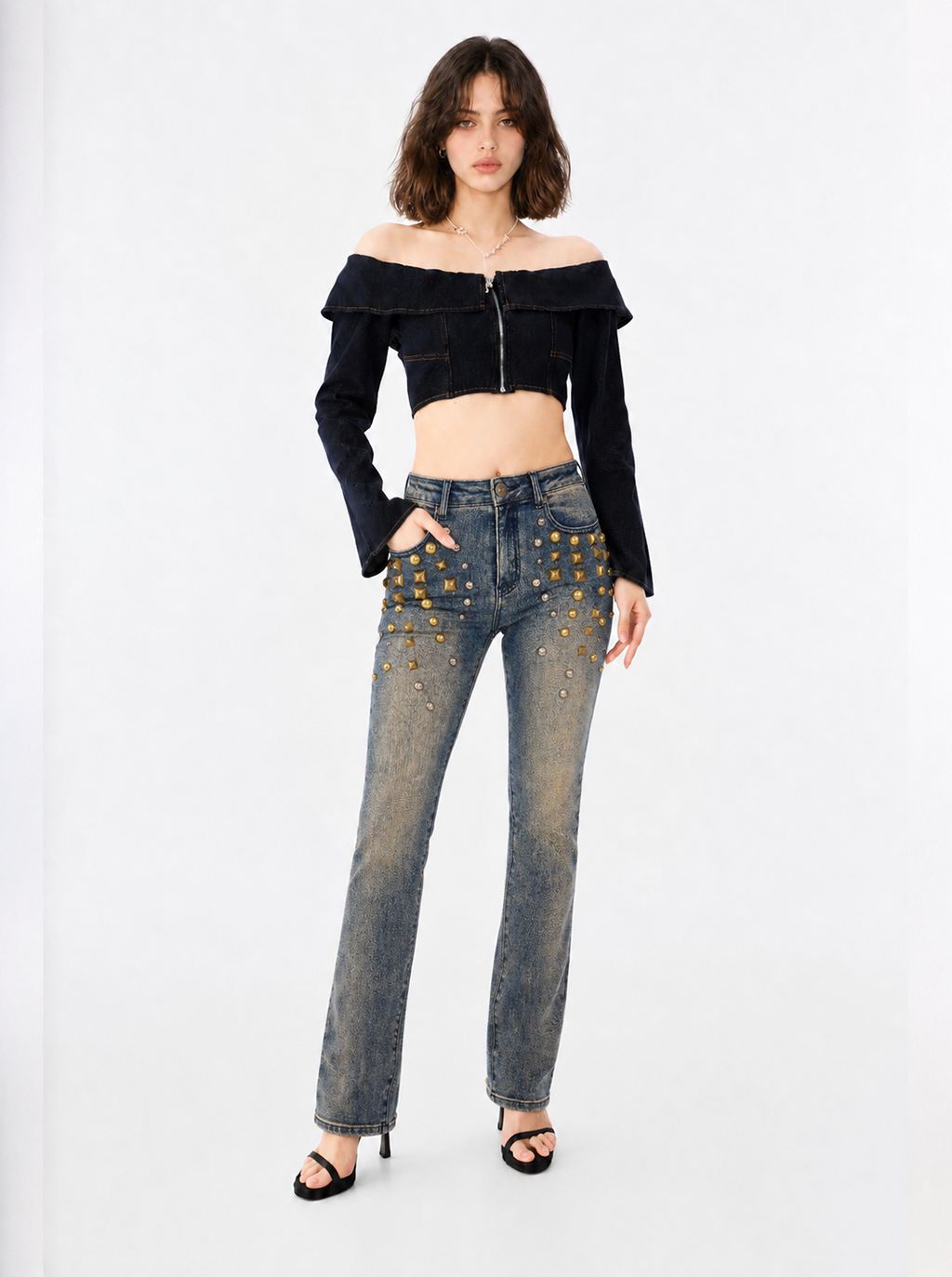 Fever Gold Stud Bootcut Jean