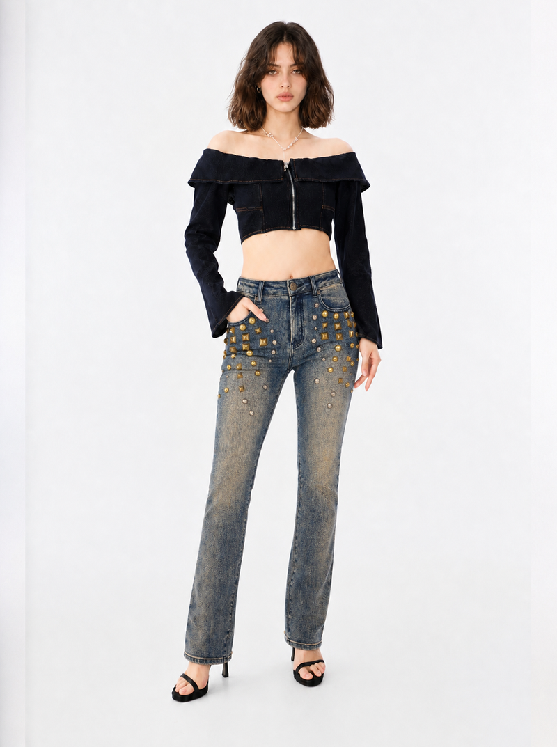 Fever Gold Stud Bootcut Jean