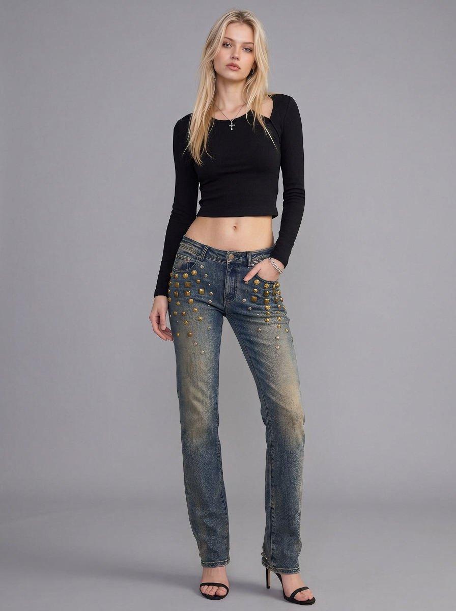 Fever Gold Stud Bootcut Jean