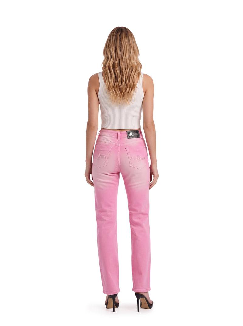 Kendall Shredded Pink Straight Jean