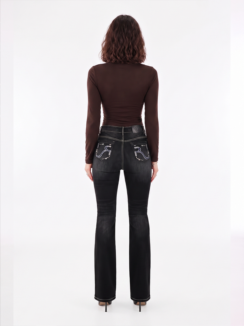 Kaia Mid Rise Wing Pocket Straight Jean