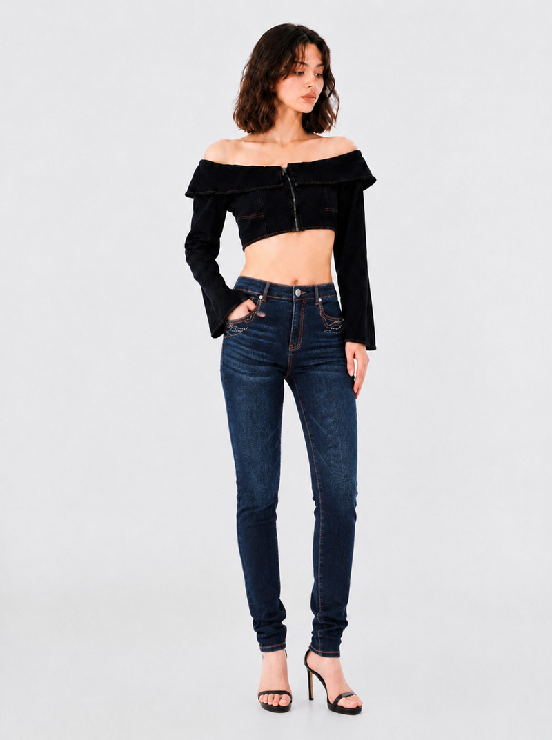 Berlin Rhinestone R Skinny Jean