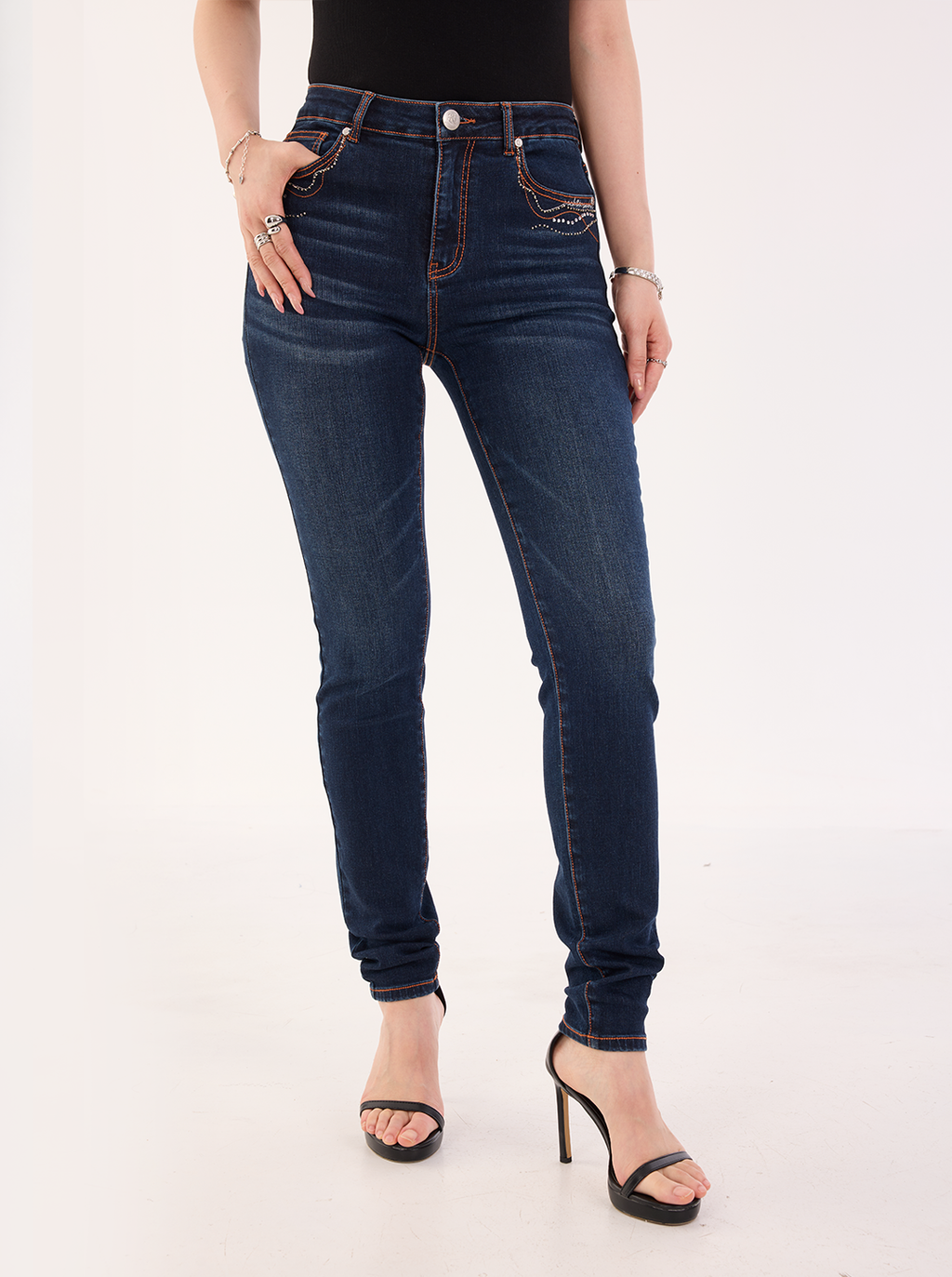 Berlin Rhinestone R Skinny Jean