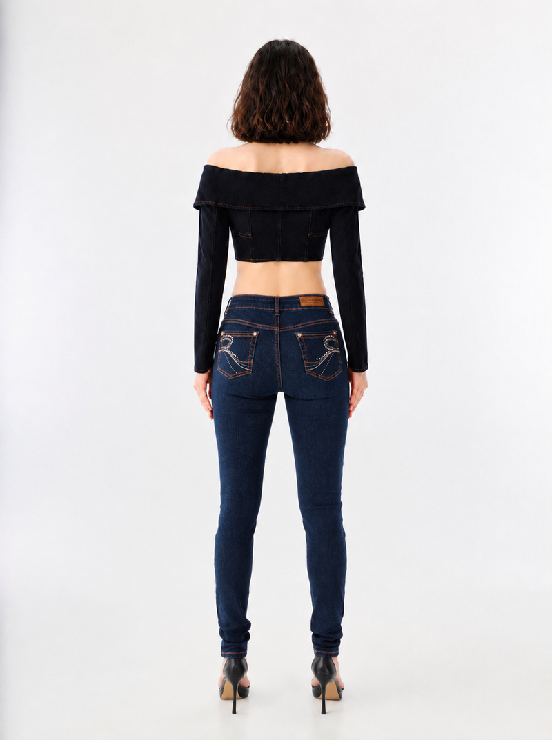 Berlin Rhinestone R Skinny Jean