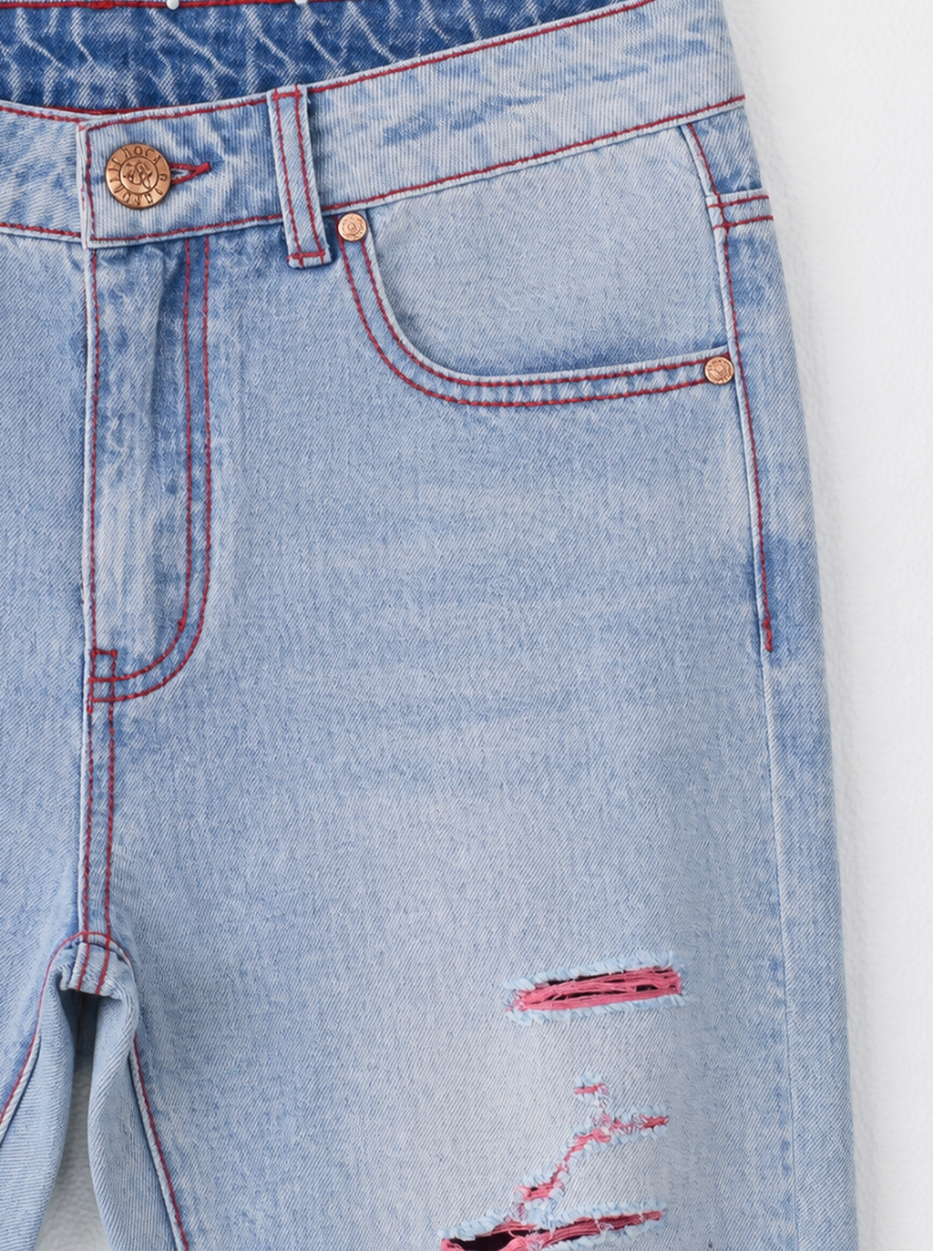 Kaia Red Slash Straight Jean