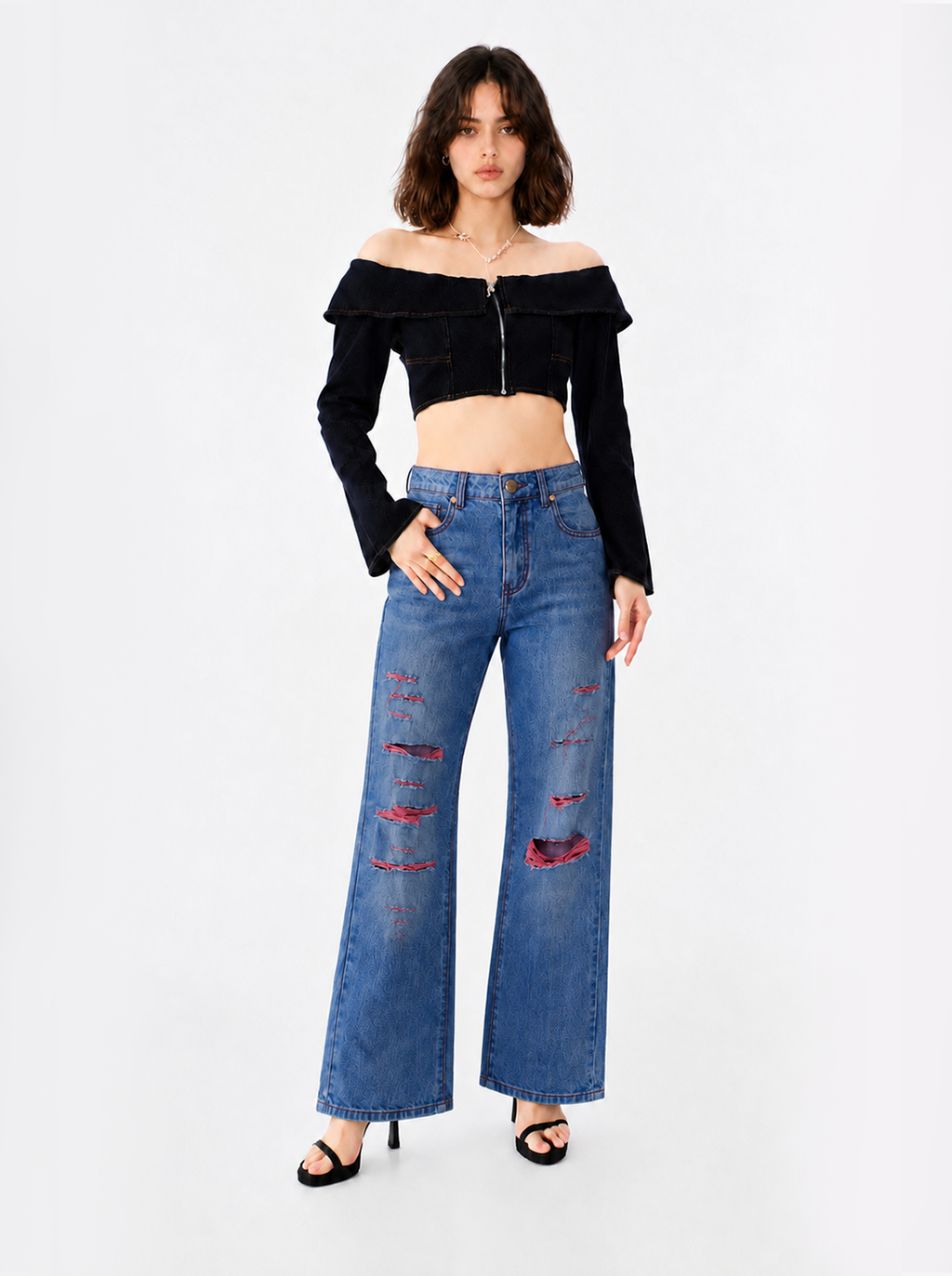 Kaia Red Slash Straight Jean