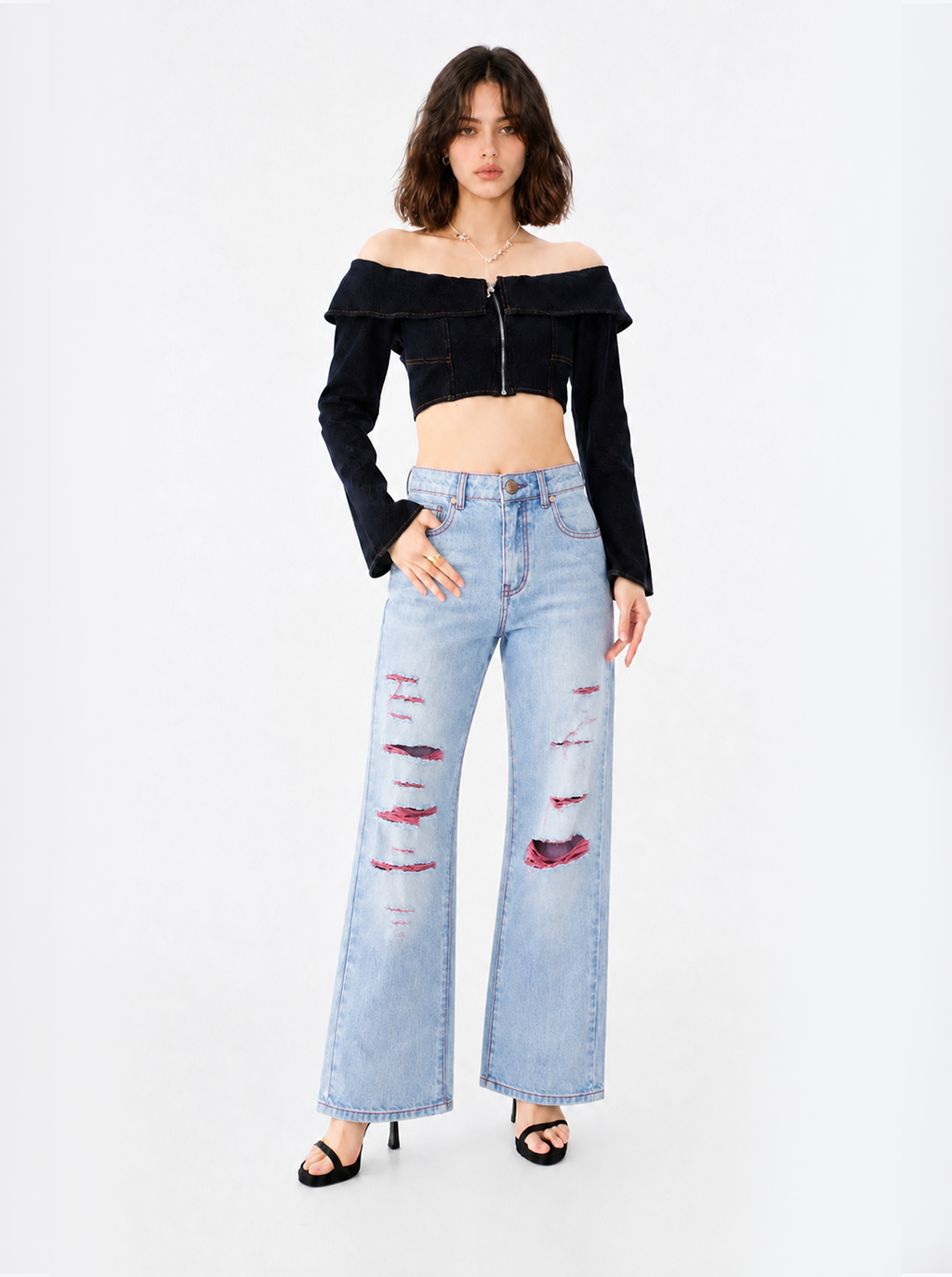 Kaia Red Slash Straight Jean