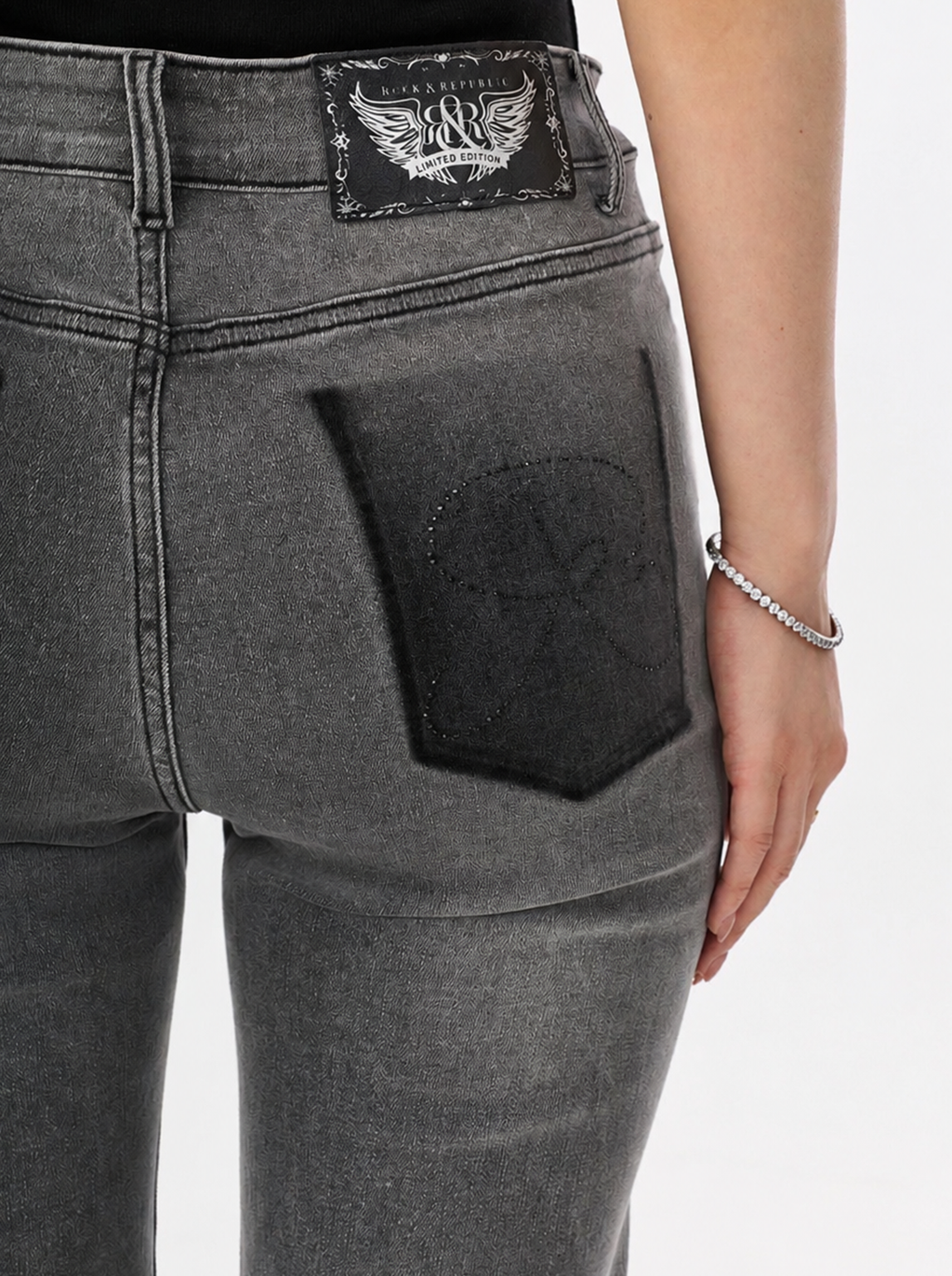 Kaia Mid Rise Contrast Back Pocket Straight Jean