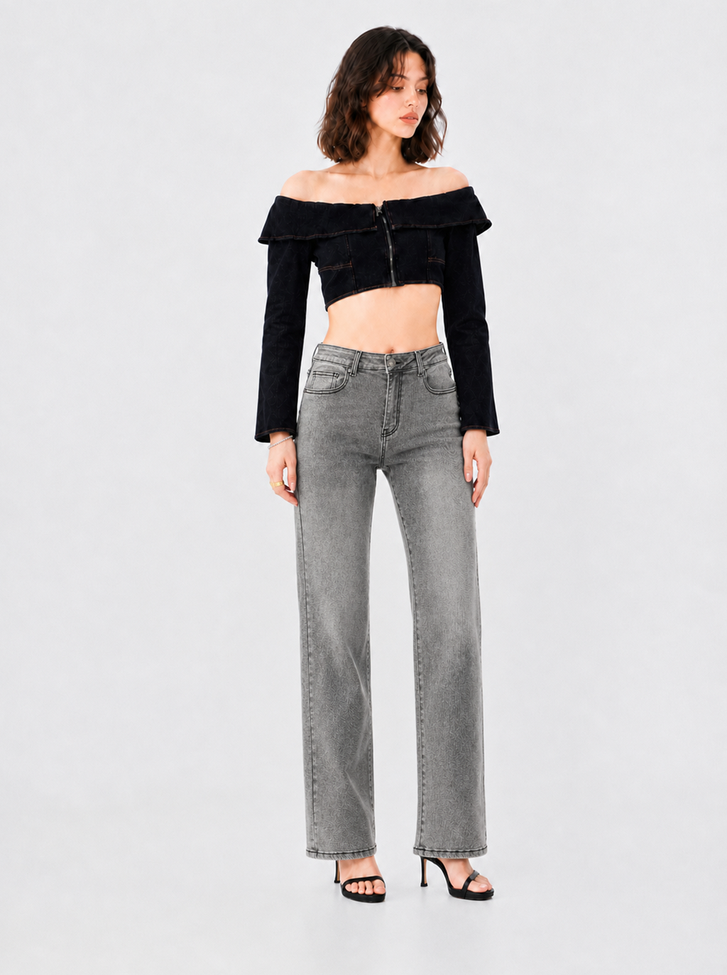 Kaia Mid Rise Contrast Back Pocket Straight Jean