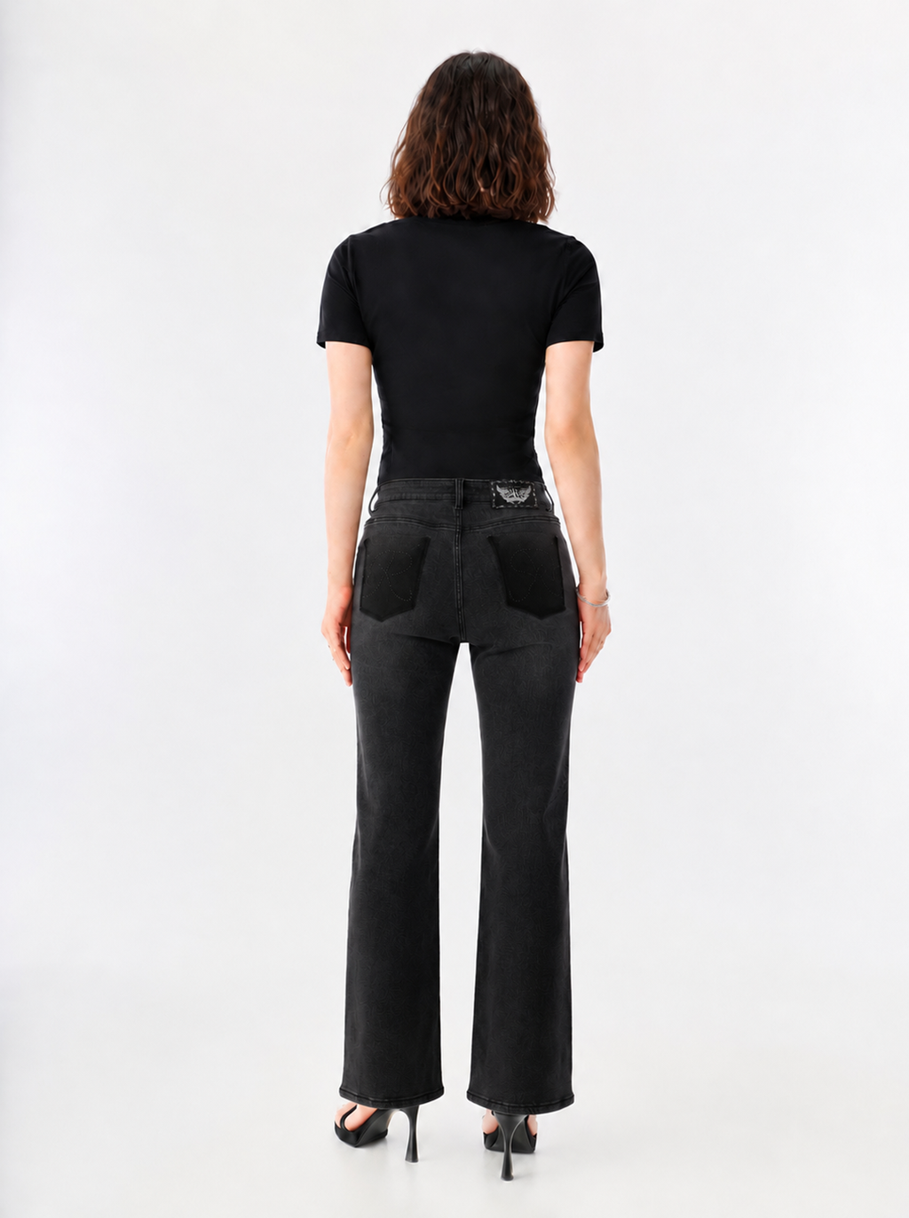 Kaia Mid Rise Contrast Back Pocket Straight Jean