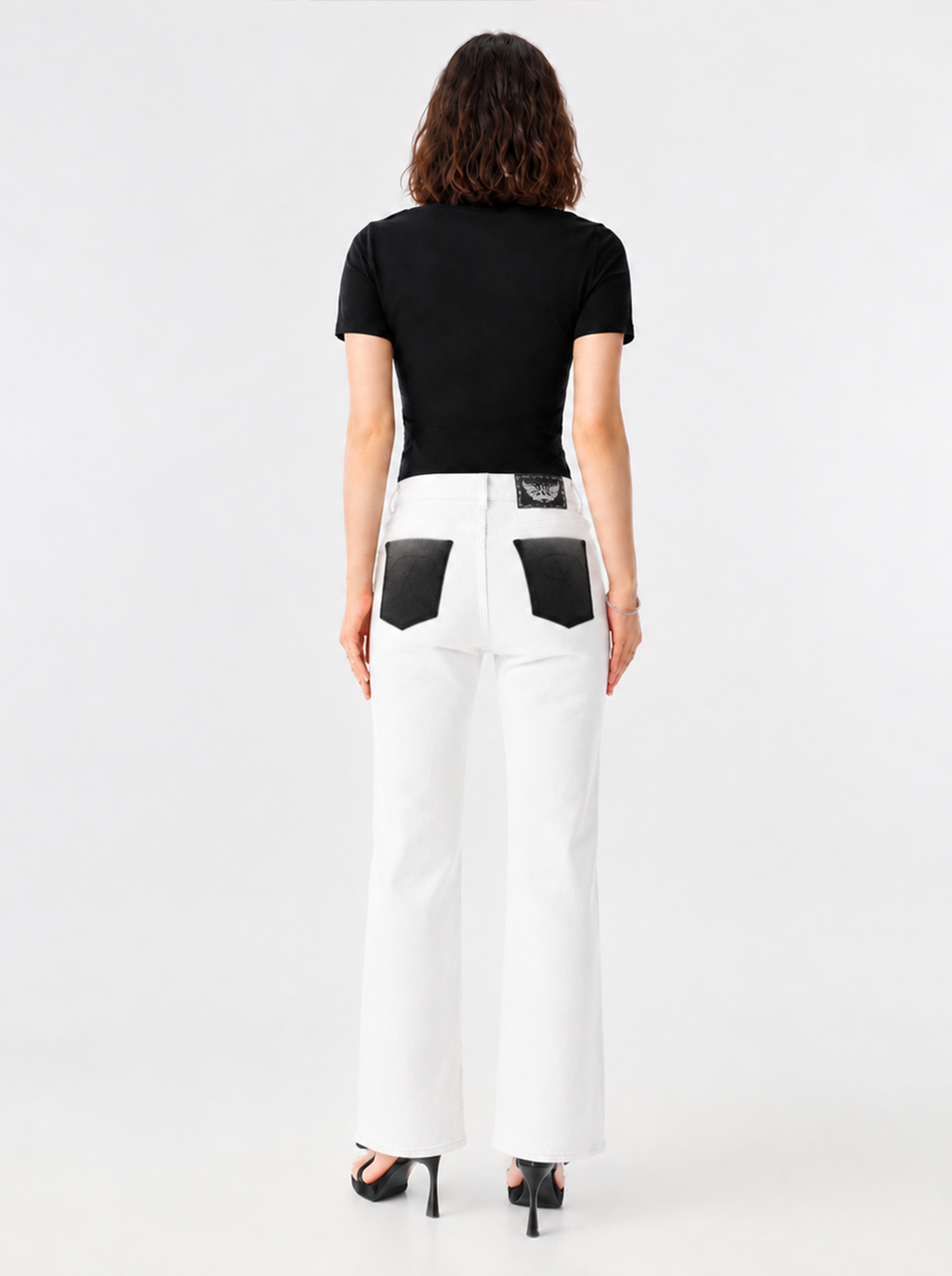 Kaia Mid Rise Contrast Back Pocket Straight Jean