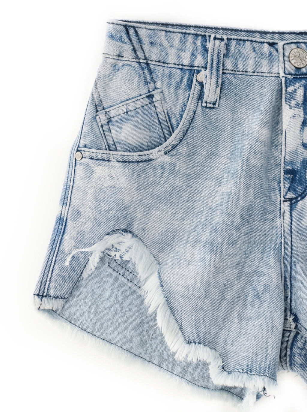 Curved Seam Denim Shorts