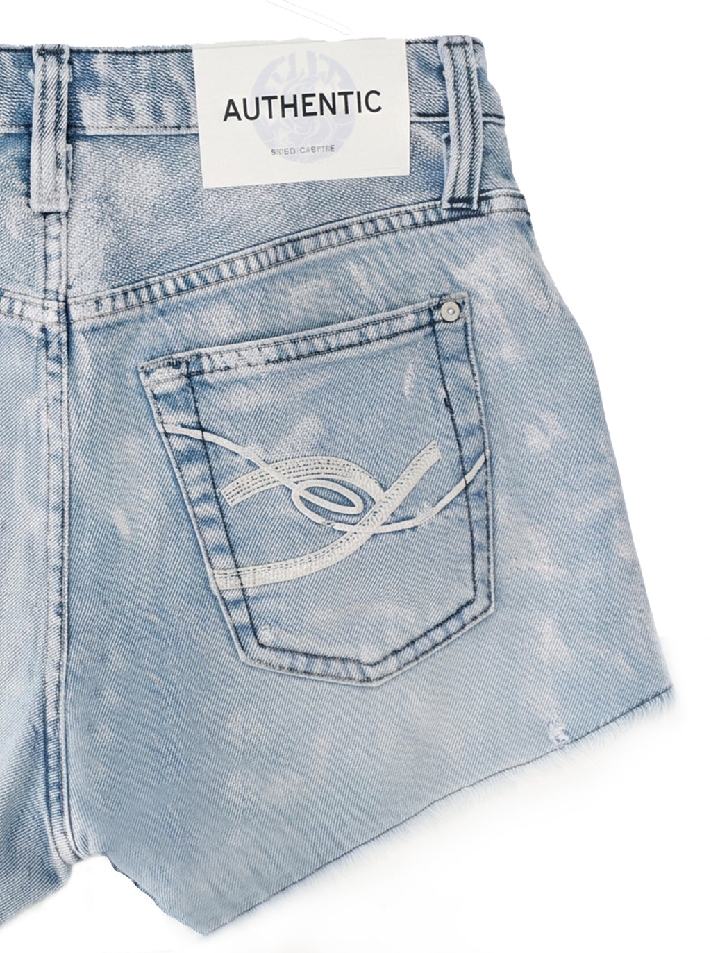 Curved Seam Denim Shorts