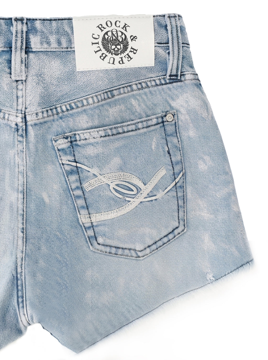 Curved Seam Denim Shorts