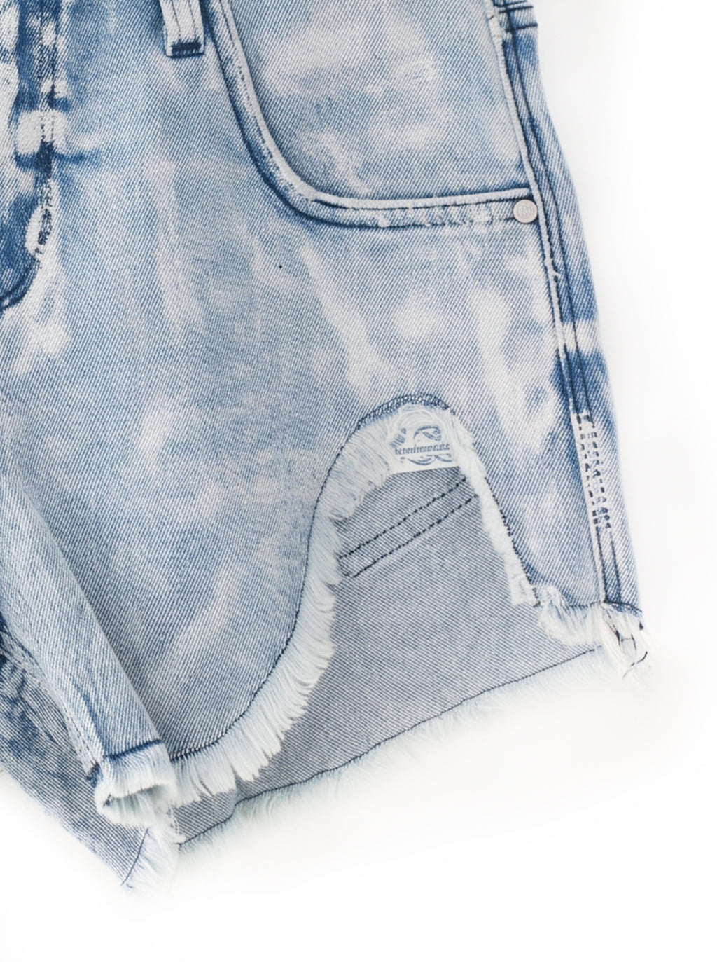 Curved Seam Denim Shorts