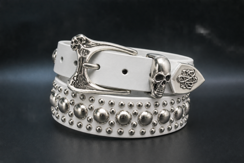 Studded Skull Buckle Belt