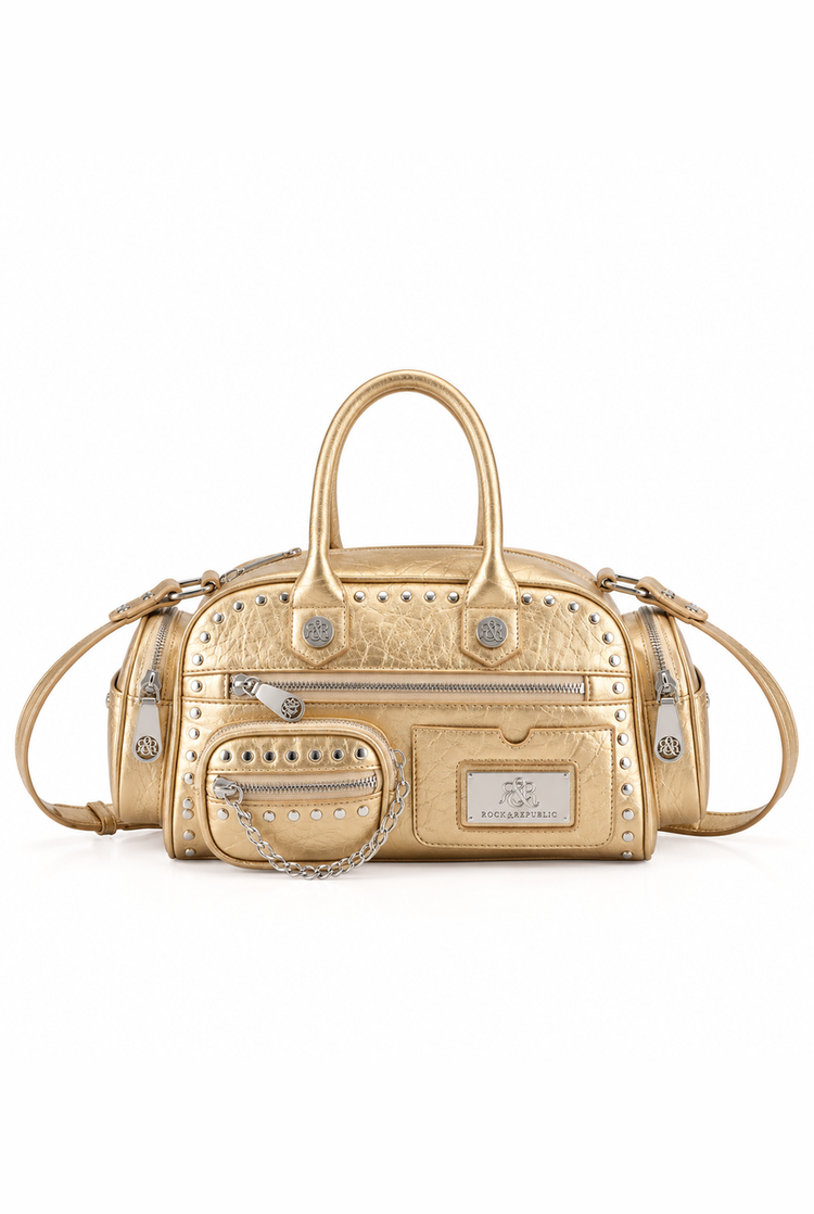 Rivet Mini Boston Bag with Detachable Chain Pouch