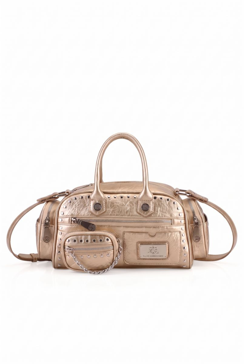 Rivet Mini Boston Bag with Detachable Chain Pouch