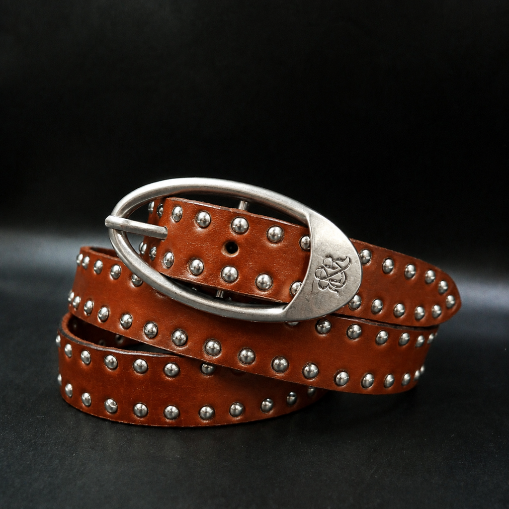 Studded Chain-Embellished Belt